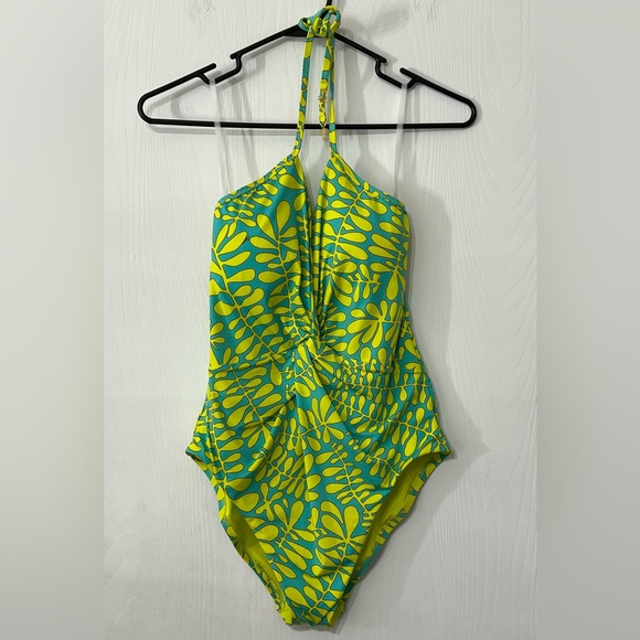 Trina Turk Trellis Twist Plunge One Piece Swimsuit Size 10 - Picture 7 of 16